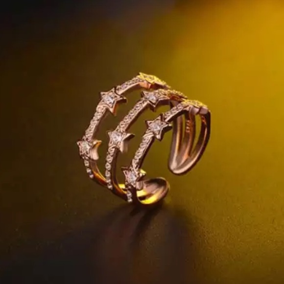 18K ROSE GOLD DIAMOND MULTI LAYER ADJUSTABLE RING - Picture 7 of 7